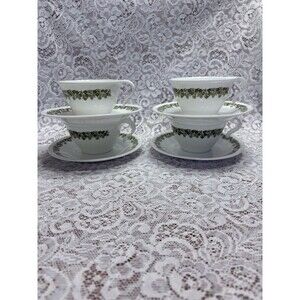 Vintage‎ Corelle Crazy Daisy Tea Coffee Cup And Saucer Set of 4